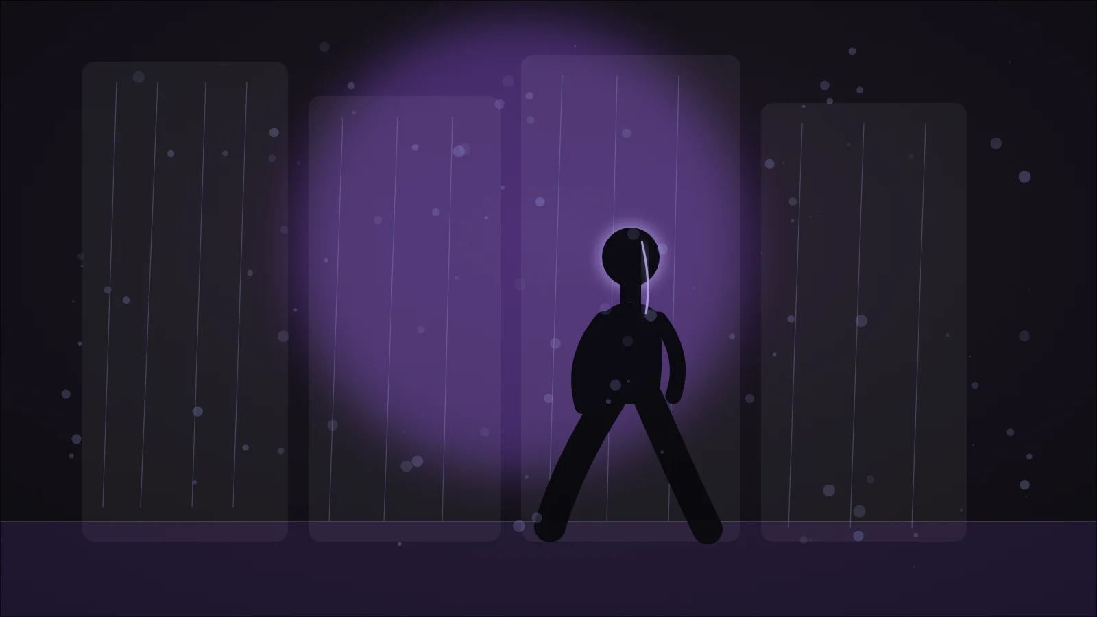 Fictional adult creator in a rain-lit gallery used as an image-to-video source direction
